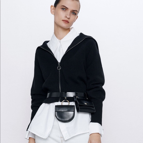Zara Sweaters - Zara NWT Black knit zipped cardigan size S